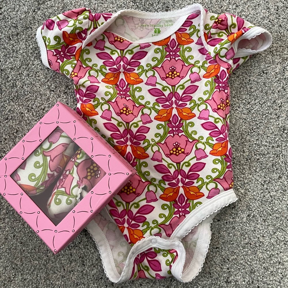 Vera Bradley 3/6 month onesie and matching booties